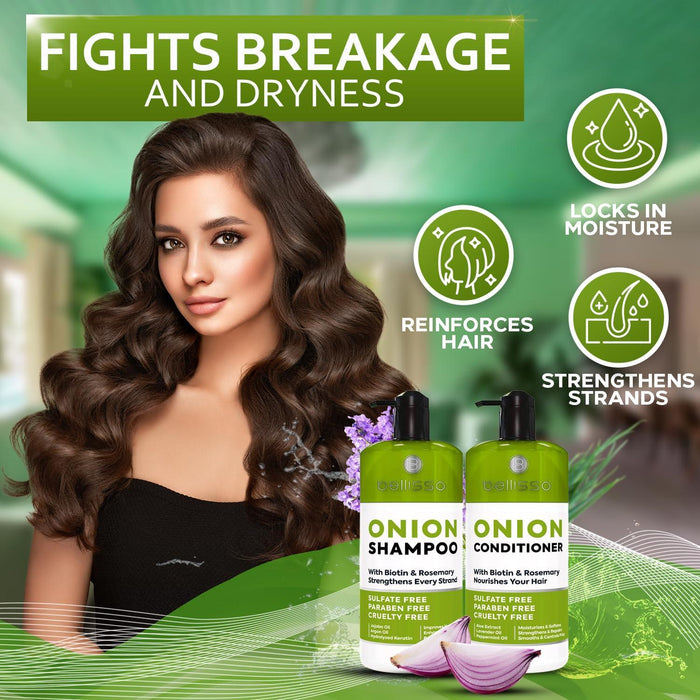 Onion Shampoo and Conditioner Set With Rosemary and Biotin Thickening Products