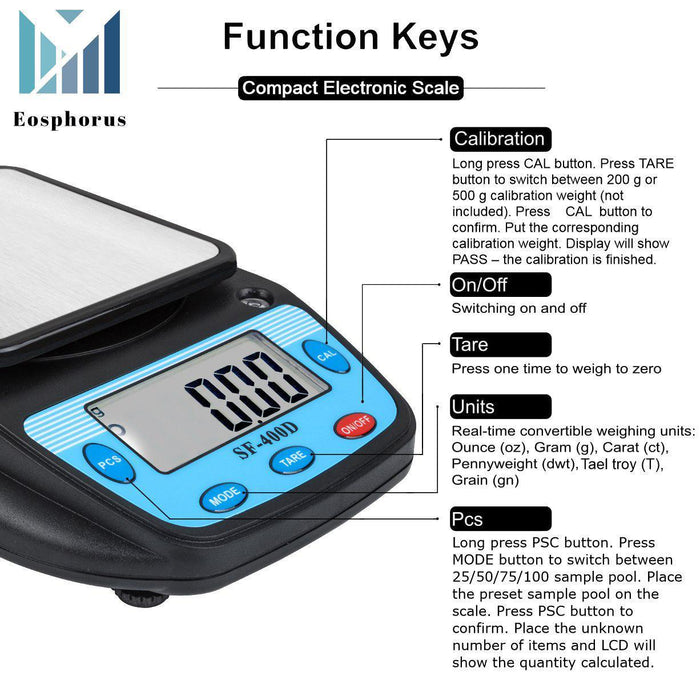Ounce Carat and Gram Scale 0.01g Accuracy Digital Balance Scientific Laboratory