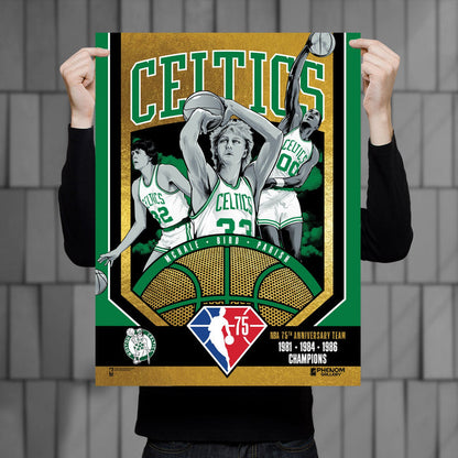 Phenom Gallery Boston Celtics 75th Anniversary 80's NBA Champions 18" x 24" Deluxe Framed Gold Foil Serigraph