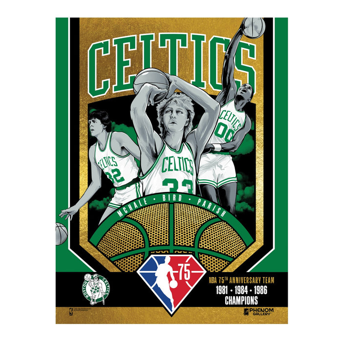 Phenom Gallery Boston Celtics 75th Anniversary 80's NBA Champions 18" x 24" Deluxe Framed Gold Foil Serigraph