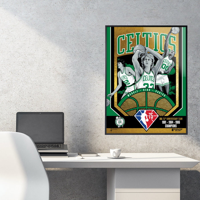Phenom Gallery Boston Celtics 75th Anniversary 80's NBA Champions 18" x 24" Deluxe Framed Gold Foil Serigraph