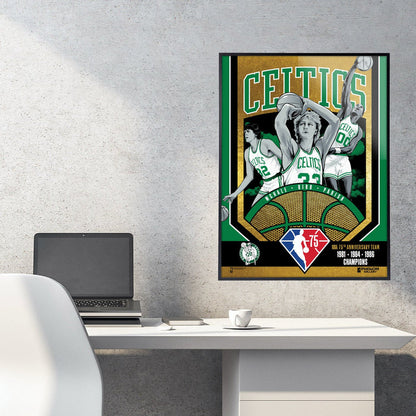 Phenom Gallery Boston Celtics 75th Anniversary 80's NBA Champions 18" x 24" Deluxe Framed Gold Foil Serigraph