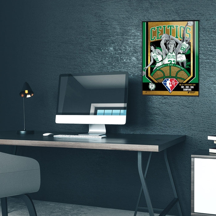 Phenom Gallery Boston Celtics 75th Anniversary 80's NBA Champions 18" x 24" Deluxe Framed Gold Foil Serigraph