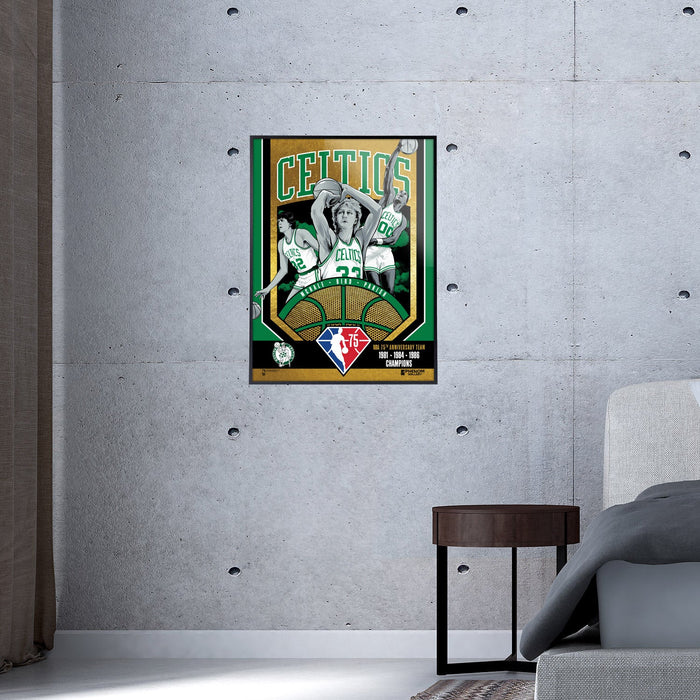 Phenom Gallery Boston Celtics 75th Anniversary 80's NBA Champions 18" x 24" Deluxe Framed Gold Foil Serigraph