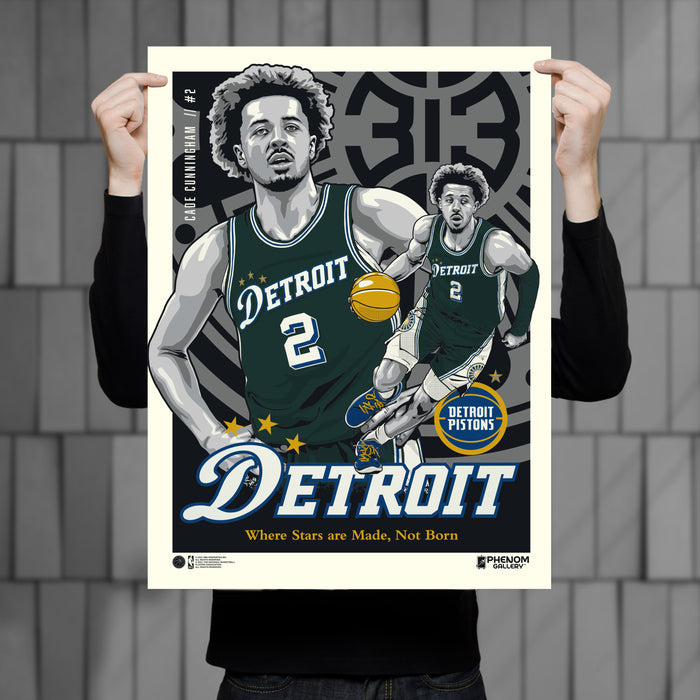 Phenom Gallery Detroit Pistons Cade Cunningham City Edition 18" x 24" Serigraph