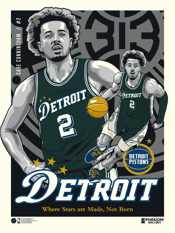 Phenom Gallery Detroit Pistons Cade Cunningham City Edition 18" x 24" Serigraph
