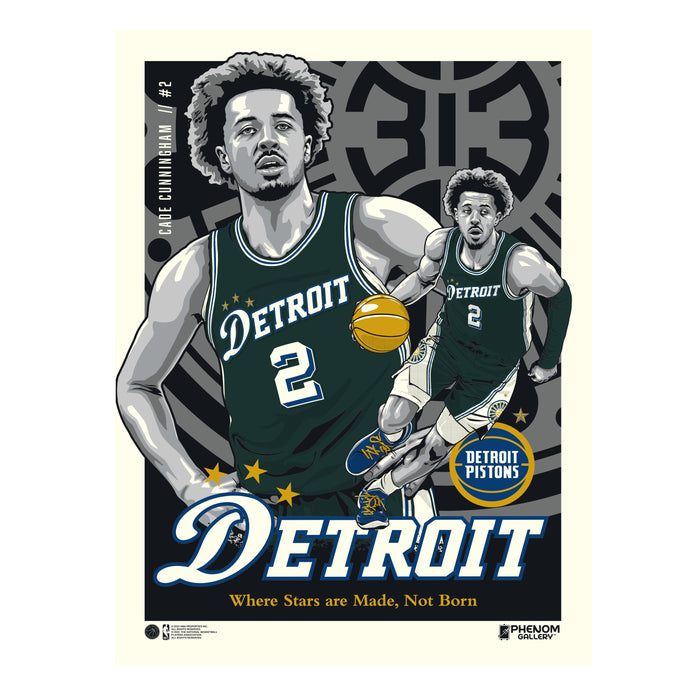 Phenom Gallery Detroit Pistons Cade Cunningham City Edition 18" x 24" Serigraph