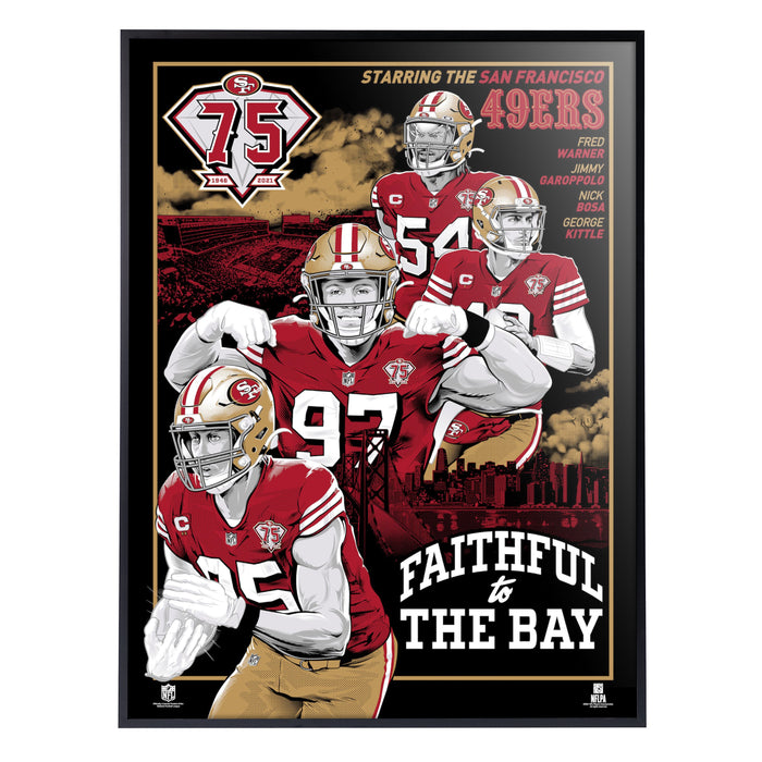 Phenom Gallery San Francisco 49ers 75th Anniversary Movie Poster 18" x 24" Serigraph Deluxe Framed Print (Printer Proof)