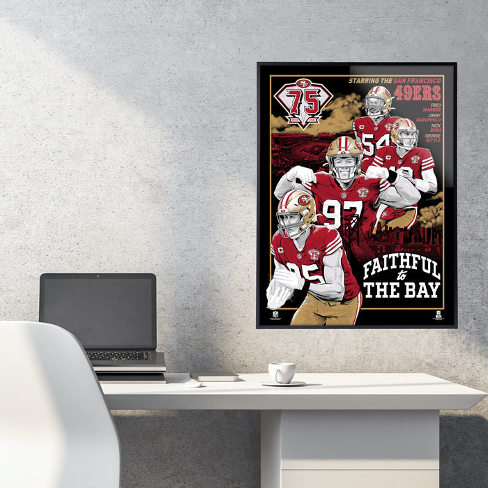 Phenom Gallery San Francisco 49ers 75th Anniversary Movie Poster 18" x 24" Serigraph Deluxe Framed Print (Printer Proof)