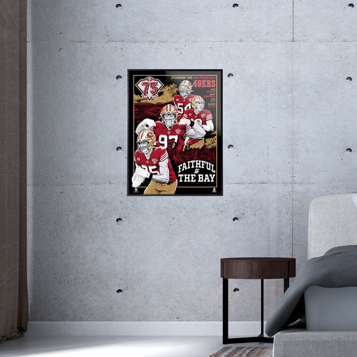 Phenom Gallery San Francisco 49ers 75th Anniversary Movie Poster 18" x 24" Serigraph Deluxe Framed Print (Printer Proof)