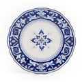 Antico Deruta salad plate, 8 inch, hand-painted majolica with cobalt blue on soft gray Renaissance pattern, top view