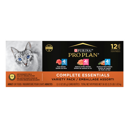 Purina Pro Plan Complete Essentials Seafood Entrees Variety Pack Adult Canned Cat Food