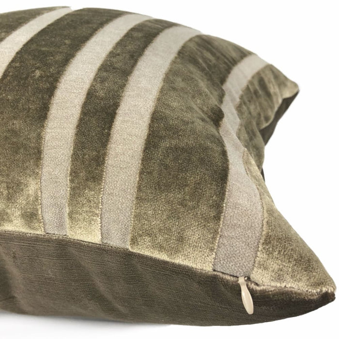 Rockford Taupe Brown Velvet Stripe Pillow Cover - Aloriam