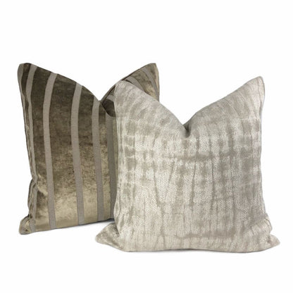 Rockford Taupe Brown Velvet Stripe Pillow Cover - Aloriam