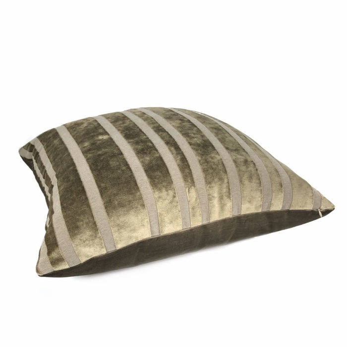 Rockford Taupe Brown Velvet Stripe Pillow Cover - Aloriam