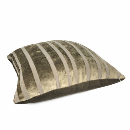 Rockford Taupe Brown Velvet Stripe Pillow Cover - Aloriam