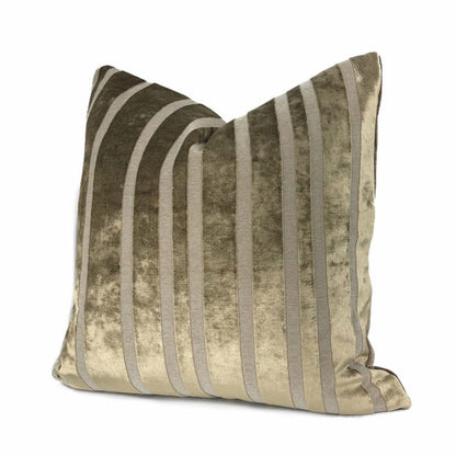 Rockford Taupe Brown Velvet Stripe Pillow Cover - Aloriam