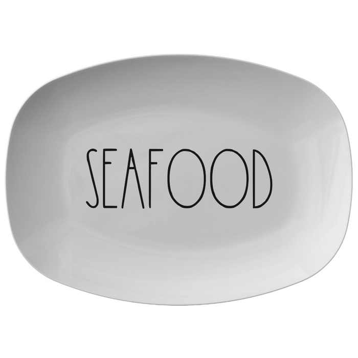 Seafood Platter Rustic Country Farmhouse Kitchen Decor | Minimalist Skinny Font BBQ Grill Dish
