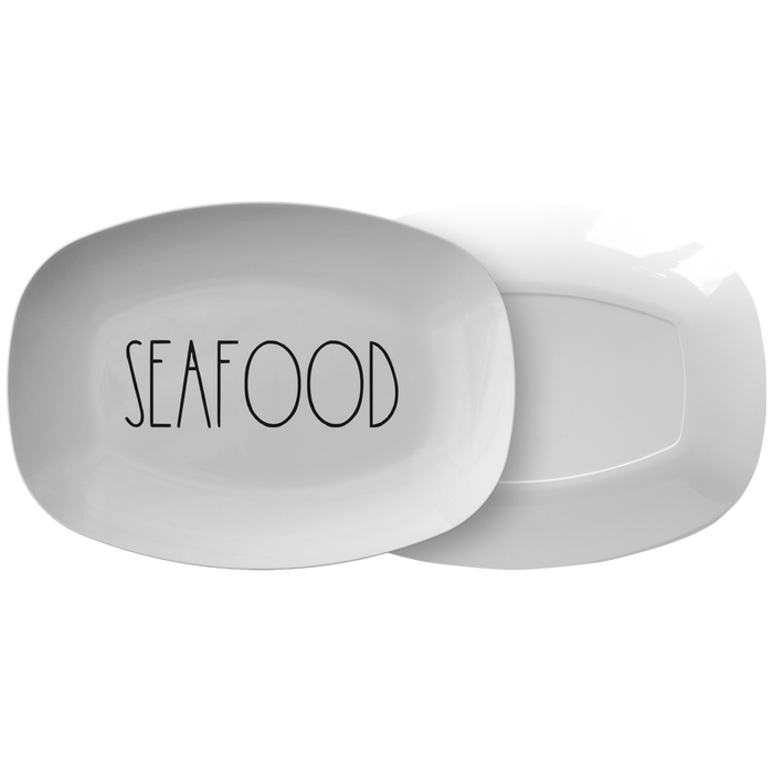 Seafood Platter Rustic Country Farmhouse Kitchen Decor | Minimalist Skinny Font BBQ Grill Dish