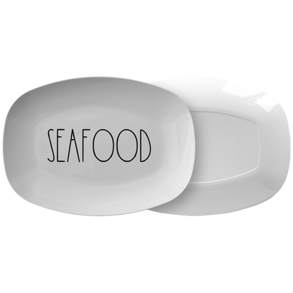 Seafood Platter Rustic Country Farmhouse Kitchen Decor | Minimalist Skinny Font BBQ Grill Dish