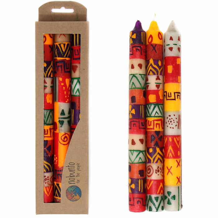Set of Three Boxed Tall Hand-Painted Candles - Indaeuko Design - Nobunto - TheHomeToGo