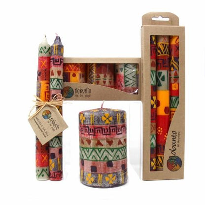 Set of Three Boxed Tall Hand-Painted Candles - Indaeuko Design - Nobunto - TheHomeToGo