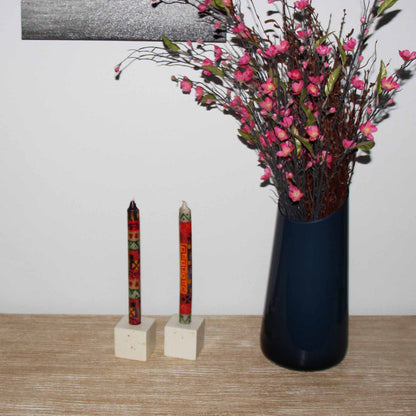 Set of Three Boxed Tall Hand-Painted Candles - Indaeuko Design - Nobunto - TheHomeToGo