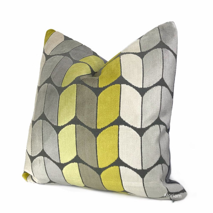Sheridan Yellow Gray Velvet Pillow Cover - Aloriam