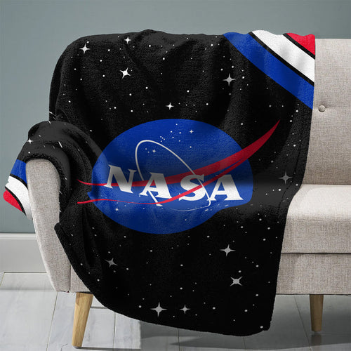 Sleep Squad Nasa Logo 60” x 80”  Raschel Plush Blanket