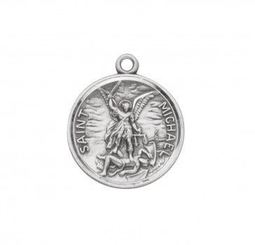 SS St Michael The Archangel Round Medal 24 Inch Chain