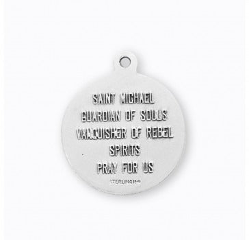SS St Michael The Archangel Round Medal 24 Inch Chain