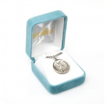 SS St Michael The Archangel Round Medal 24 Inch Chain