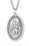 St Christopher 1.1" High Profile SS Large Oval Necklace 24" Chain