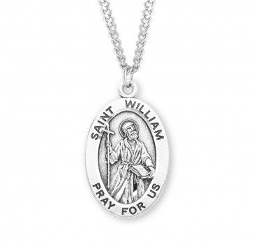 St William SS Large 1.1" Oval Necklace 24" Chain