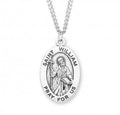 St William SS Large 1.1" Oval Necklace 24" Chain