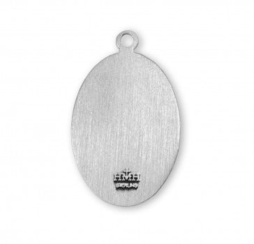 St William SS Large 1.1" Oval Necklace 24" Chain