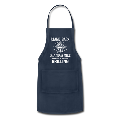 Stand Back Grandpa Mike Is Grilling Adjustable Apron - navy