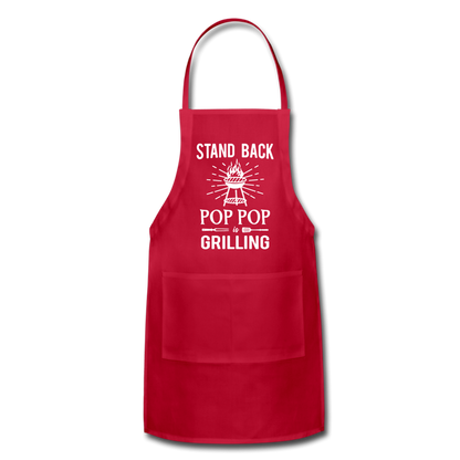 Stand Back Pop Pop Is Grilling Adjustable Apron - red