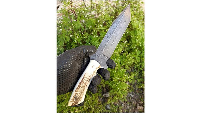 TANTO BLADE DAMASCUS HUNTING KNIFE