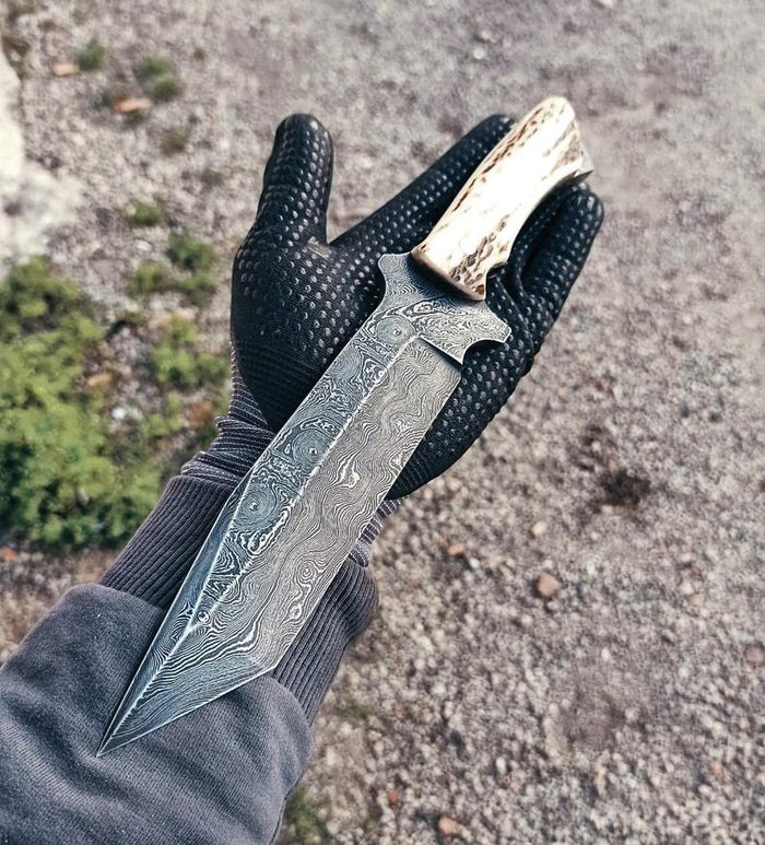 TANTO BLADE DAMASCUS HUNTING KNIFE