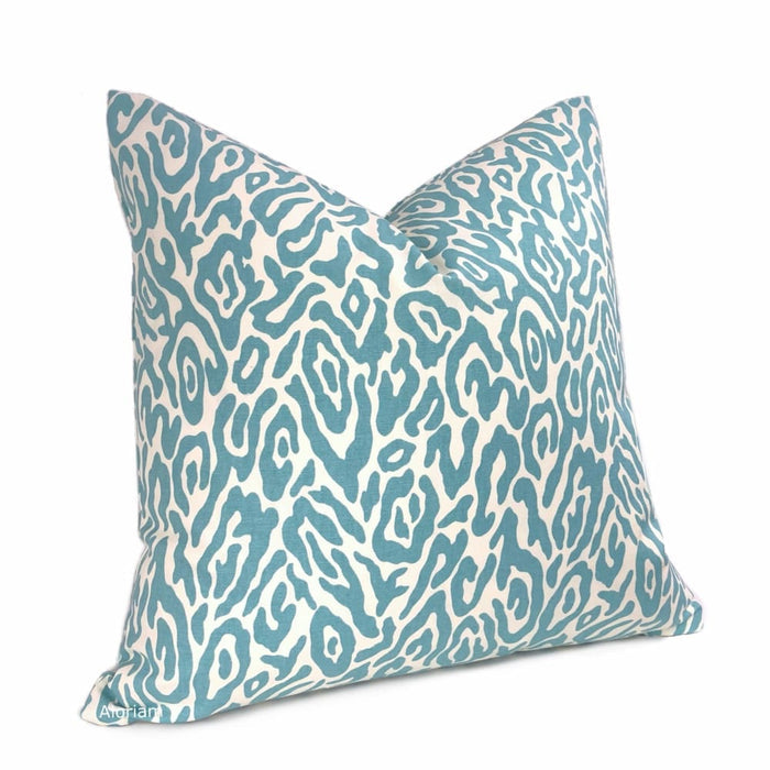 Tyrah Spa Blue Leopard Print Pillow Cover - Aloriam