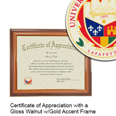 University of Louisiana at Lafayette Certificate with Frame