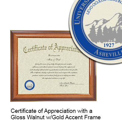 University of North Carolina at Asheville Certificate with Frame