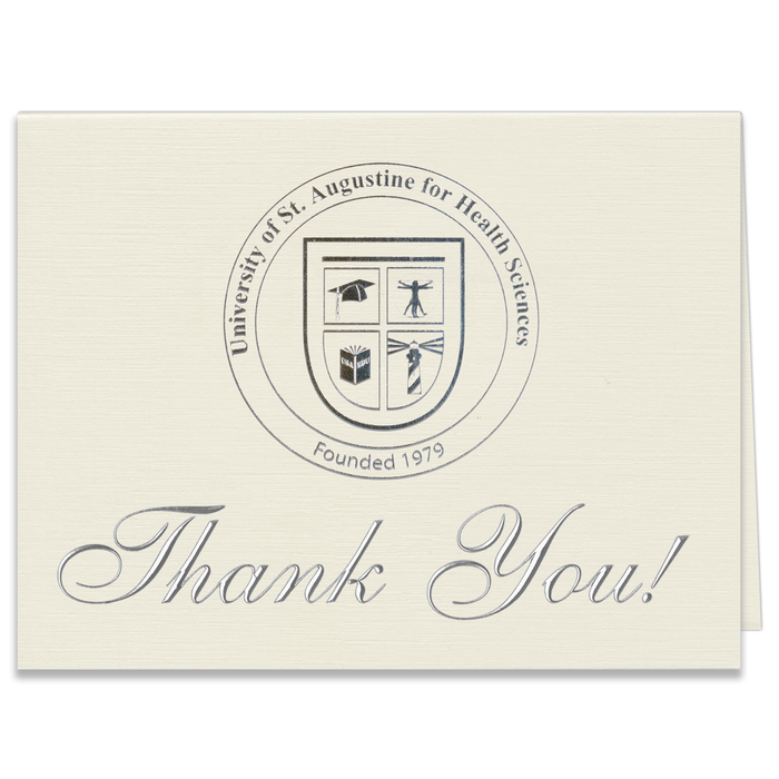 25 Thank You Cards Crest: U. of St. Augustine for Health Sciences