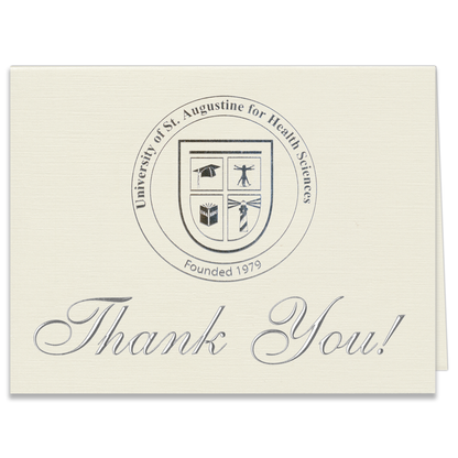 25 Thank You Cards Crest: U. of St. Augustine for Health Sciences