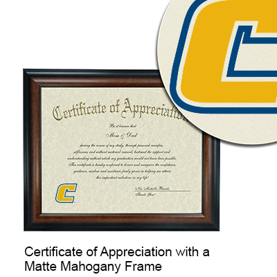 University of Tennessee at Chattanooga Certificate with Frame