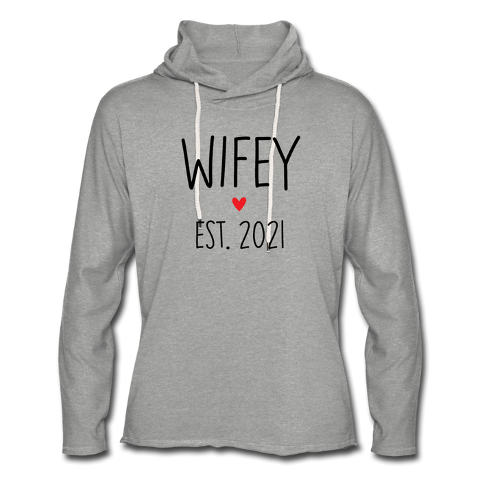 Wifey Est 2021 Lightweight Terry Hoodie - heather gray
