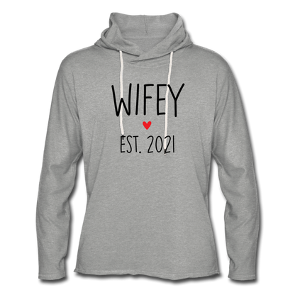 Wifey Est 2021 Lightweight Terry Hoodie - heather gray