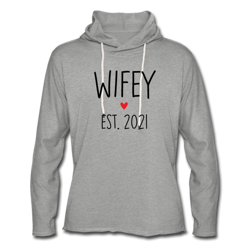 Wifey Est 2021 Lightweight Terry Hoodie - heather gray