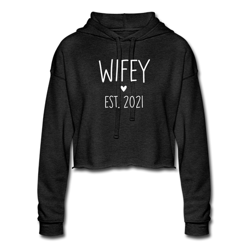 Wifey Est 2021 Women's Cropped Hoodie - deep heather